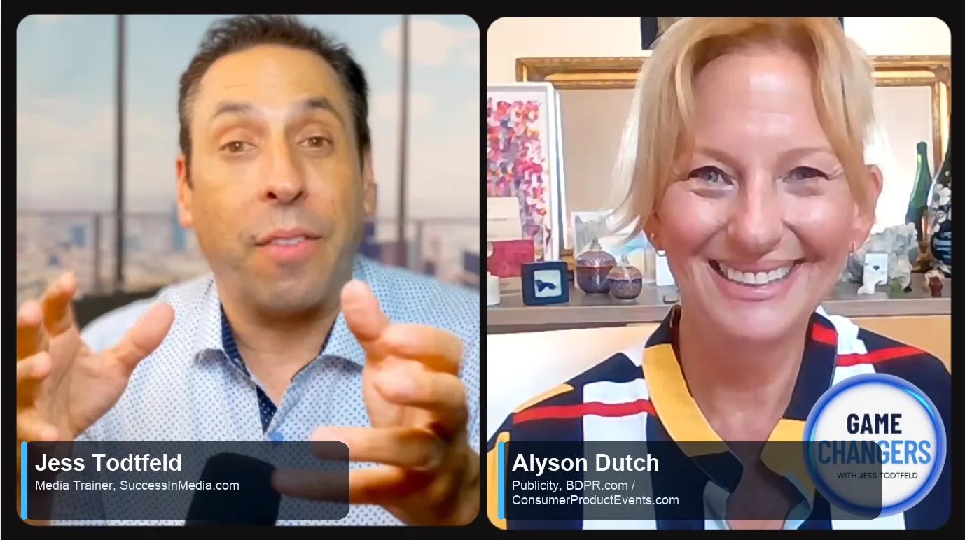 Publicist Alyson Dutch and media trainer Jess Todtfeld in a split-screen conversation about media training doctors for a national campaign