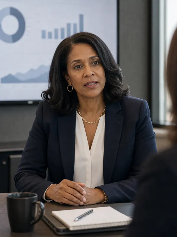 Physician leader practicing how to explain complex medical research on camera