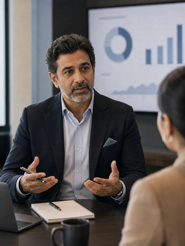Communication coach working through a presentation with a client